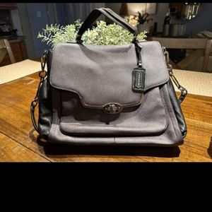 Coach Anthracite/Black Saffiano Madison Satchel Purse 13"Wx4"Dx11"T